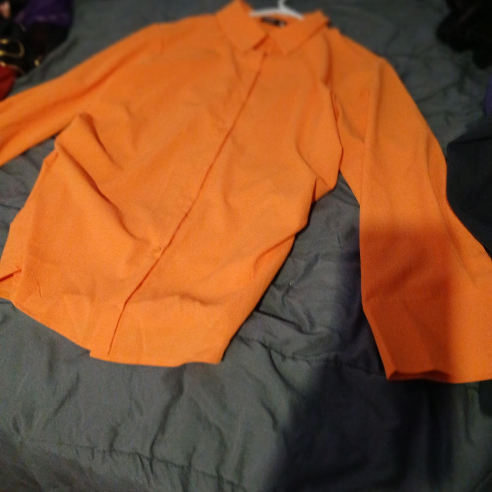 Bright Orange Button-Up Shirt